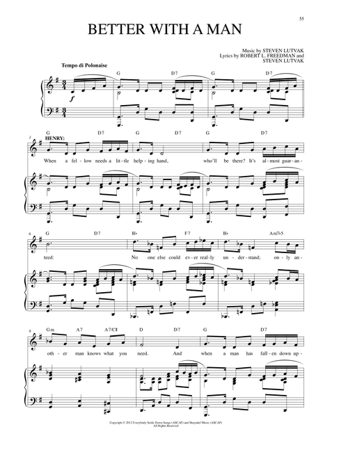 Better With A Man - Robert L Freedman, Steven Lutvak (Piano Vocal)