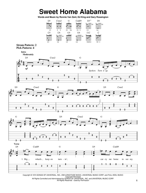 Sweet Home Alabama - Lynyrd Skynyrd (Easy Guitar with TAB)