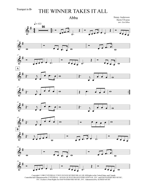 The Winner Takes It All (Arr. Leo Silva) - ABBA (Trumpet Solo)