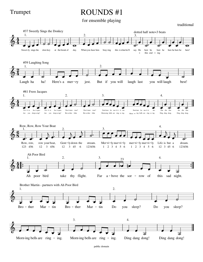 ROUNDS 1 trumpet Sheet Music for Trumpet in b-flat (Solo