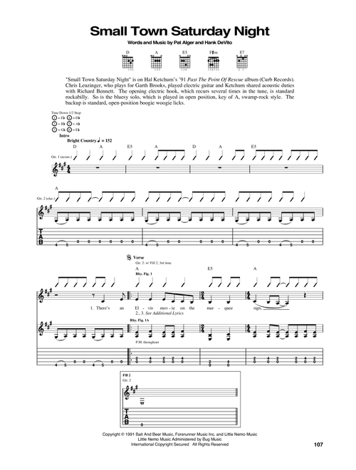 Small Town Saturday Night - Hal Ketchum (Guitar Tab)