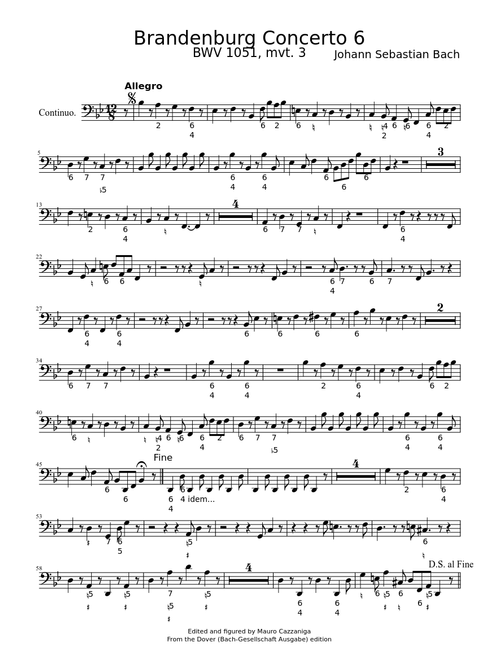 Brandenburg Concerto 6 mvt. 3 - Basso Continuo part