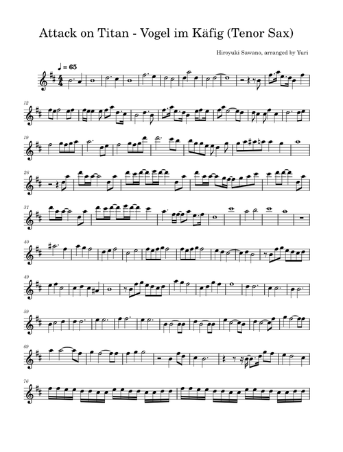 Attack on Titan - Vogel im Käfig (Tenor Sax)