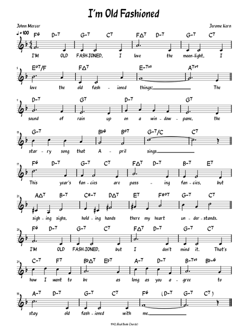 I'm Old Fashioned (Lead sheet with lyrics )