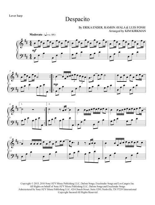 Despacito (Arr. Kim Kirkman) - Luis Fonsi Featuring Daddy Yankee (Harp)
