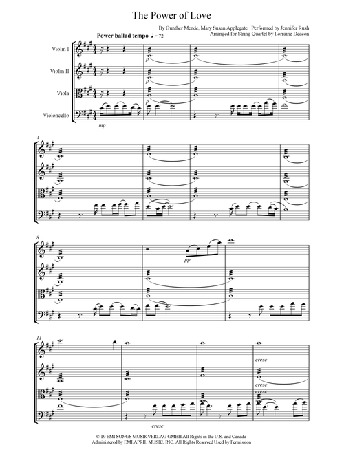 The Power Of Love (Arr. Lorraine Deacon) - Celine Dion (String Quartet)