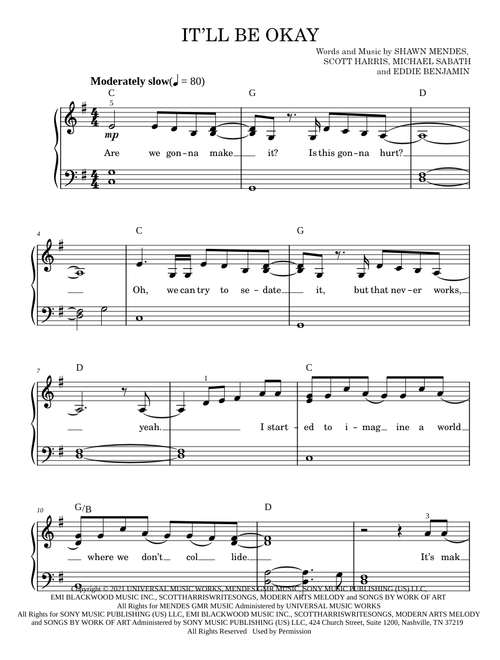 It'll Be Okay - Shawn Mendes (Easy Piano)