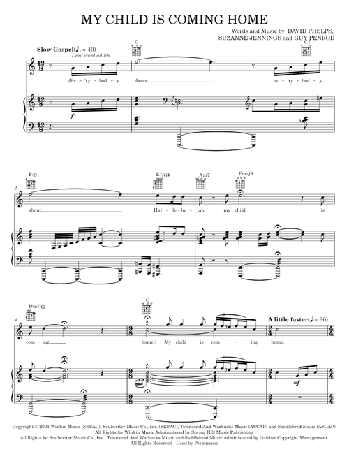 My Child Is Coming Home - David Phelps (Piano-Vocal-Guitar)