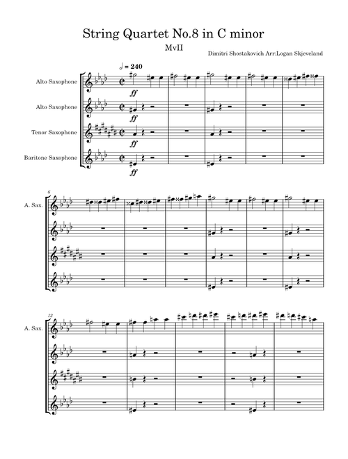 String Quartet No. 8 in C minor, Op. 110 – Dmitri Shostakovich String Quartet No.8 in C minor