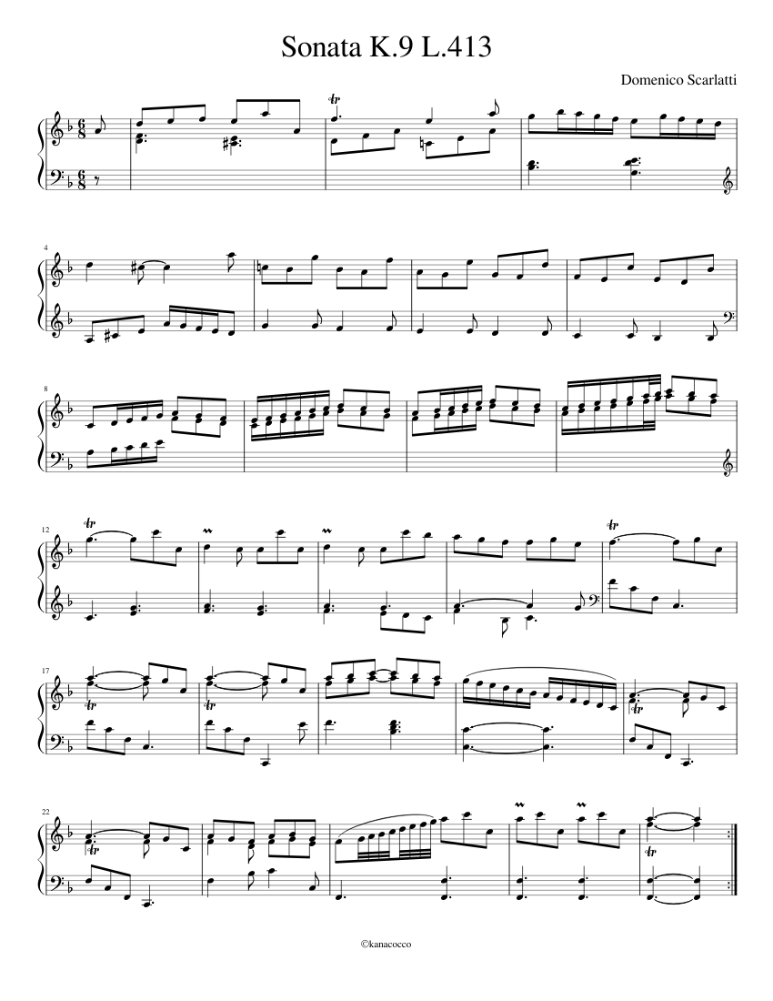 Sonata_K.9_L.413 Sheet Music for Piano (Solo) | MuseScore.com