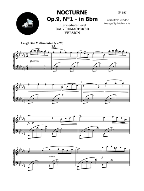Nocturne in B flat minor - Op9 N°1 (Arr. Michael Ake) - Frederic Chopin (Piano Solo)