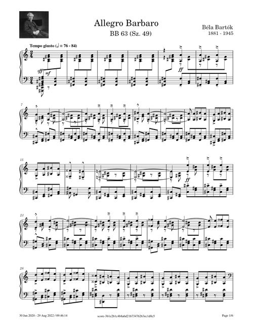 Allegro Barbaro BB 63 (Sz. 49) – Béla Bartók