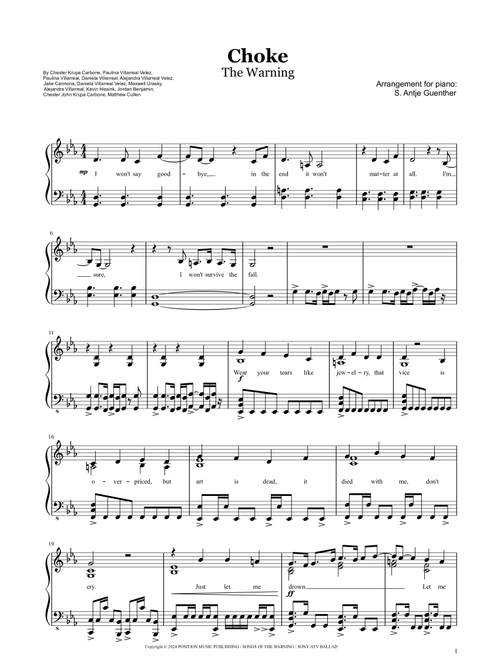 Choke (Arr. S. Antje Guenther) - The Warning (Piano Solo)