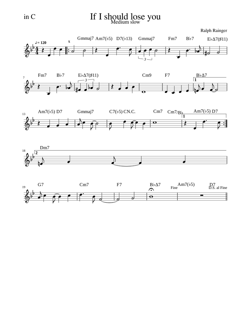 If I should lose you Sheet music for Piano (Solo) Easy | Musescore.com