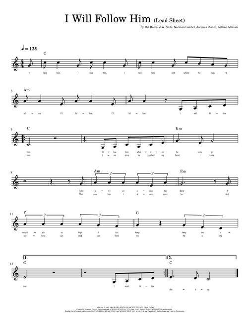 I Will Follow Him (i Will Follow You) (Arr. AJ Tan) - Little Peggy March (Piano Chords-Lyrics)