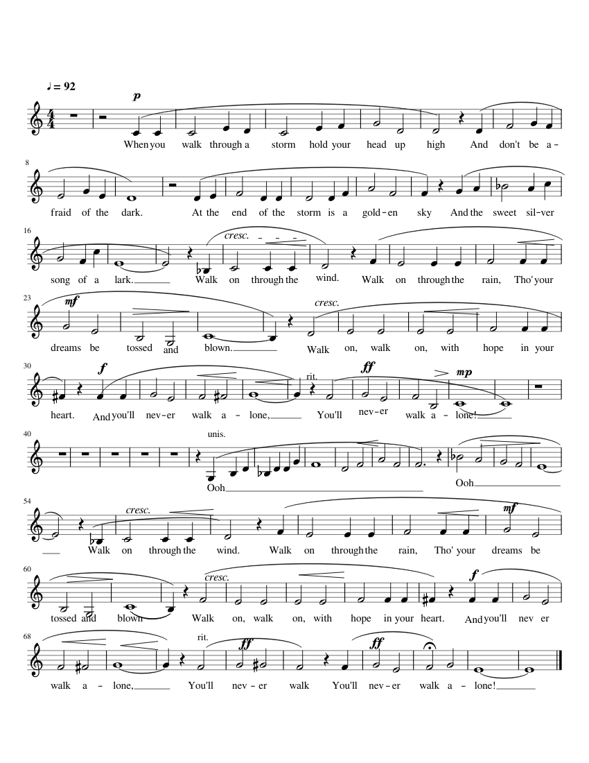 You Ll Never Walk Alone Sheet Music For Piano Solo Musescore Com