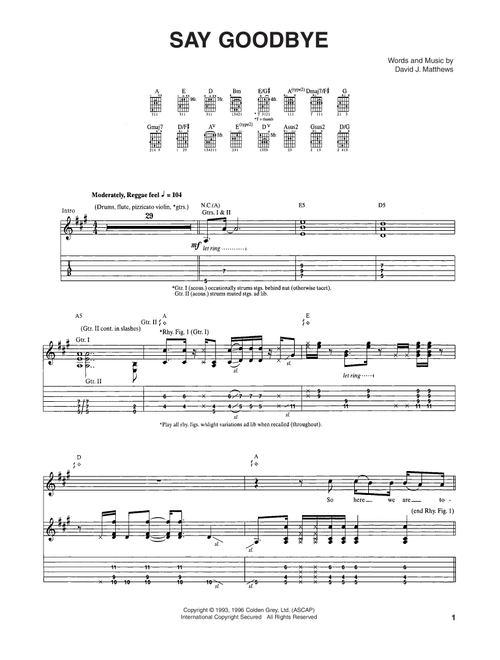 Say Goodbye - Dave Matthews Band (Guitar Tab)