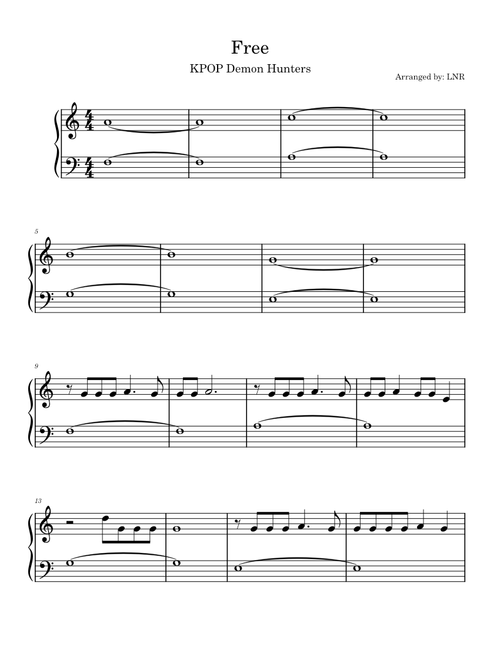 Free (Rumi) - Kpop Demon Hunters (C Major) - Piano Beginner - Arranged by Loreine Reyes