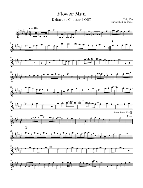 Flower Man - DELTARUNE Chapter 5 – Toby Fox (for Tenor Saxophone)