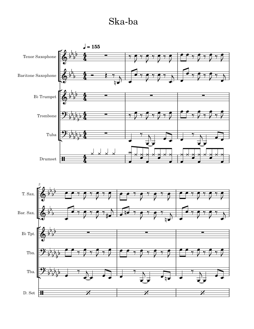 Skaba The Lucky Chops Sheet music for Trombone, Tuba, Saxophone