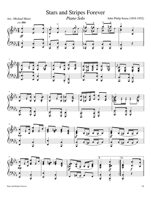 Stars and Stripes Forever - Piano Solo
