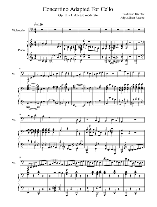 Concertino Adapted For Cello- Op.11 – Ferdinand Küchler - Adpt.: Sloan Ravette