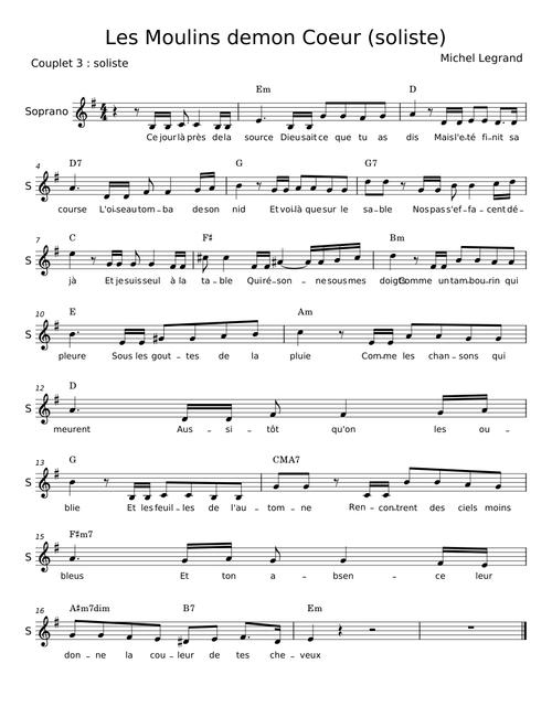 Les moulins de mon coeur - Michel Legrand