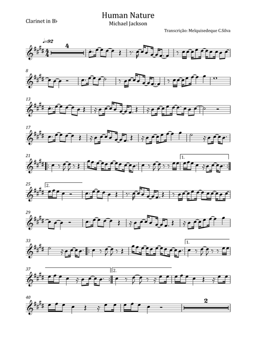 Human Nature (Arr. Melquisedeque C.Silva) - Michael Jackson (Clarinet Solo)
