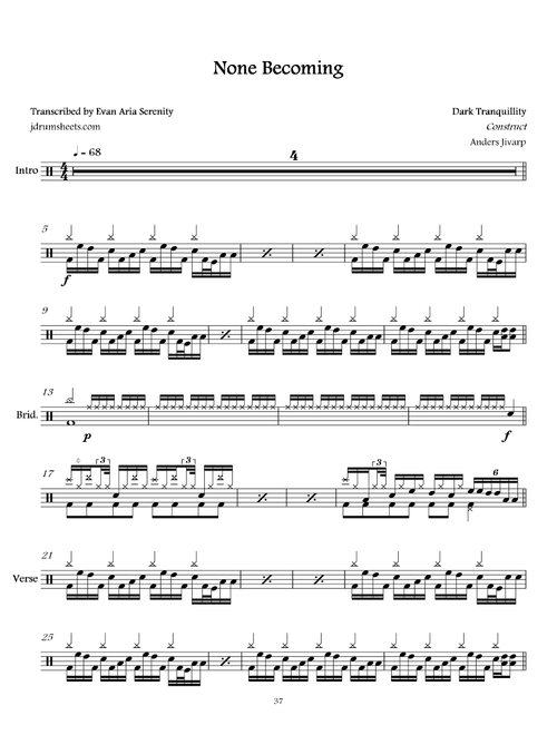 None Becoming (Arr. Evan Aria Serenity) - Dark Tranquillity (Drums)