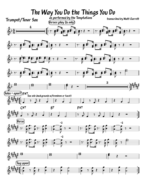 The Way You Do the Things You Do Trumpet Tenor Sax