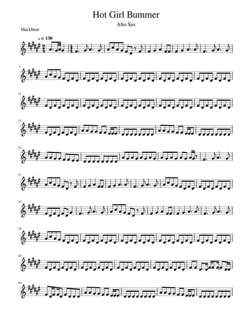 Hot Girl Bummer (Arr. Sean M.) - blackbear (Alto Sax Solo)