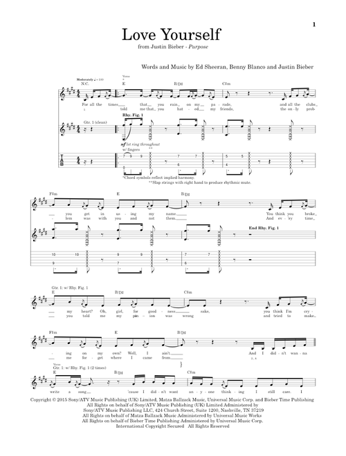 Love Yourself - Justin Bieber (Guitar Tab)