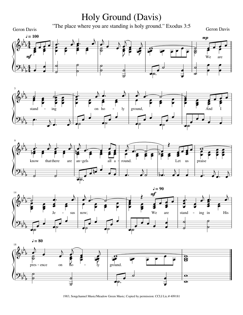 Holy Ground Script Holy Ground - Geron Davis Sheet Music for Piano (Solo) easy | MuseScore.com