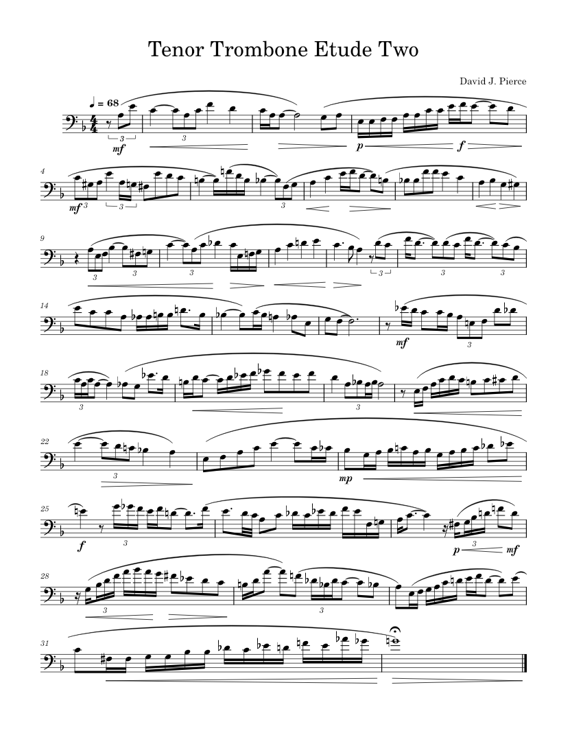 2023 TMEA Jazz Tenor Trombone Etude Two Sheet music for Trombone (Solo