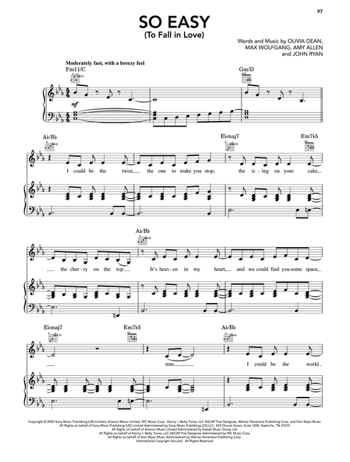 So Easy (To Fall In Love) - Olivia Dean (Piano-Vocal-Guitar)
