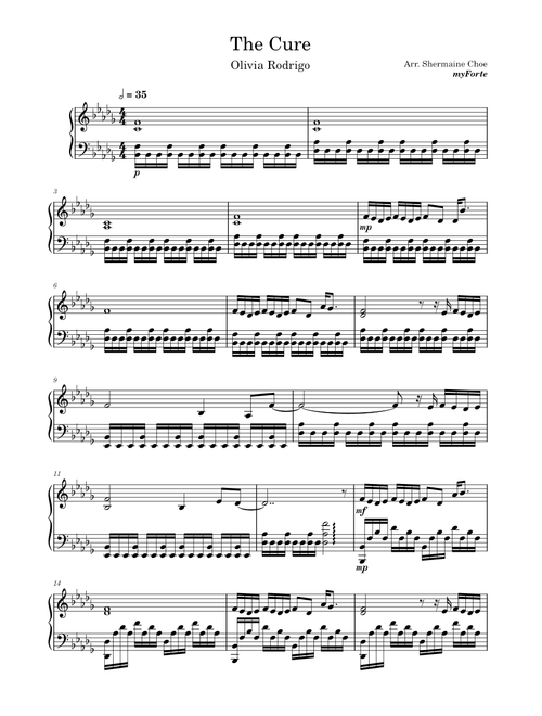 The Cure – Olivia Rodrigo (Solo Piano)