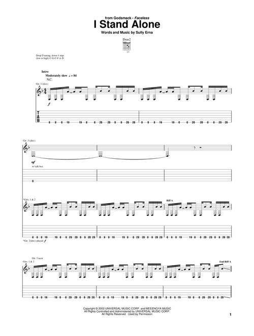 I Stand Alone - Godsmack (Guitar Tab)