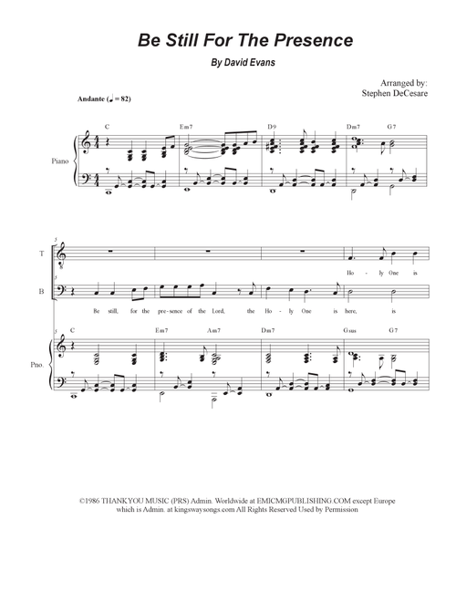 Be Still For The Presence (Arr. Stephen DeCesare) - David Evans (Voice Duet and Piano)