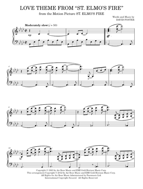 Love Theme from St. Elmo's Fire - David Foster (Piano Solo)
