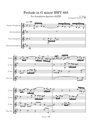 Fugue No. 16 BWV 885 in G Minor Sheet Music for Piano (Solo
