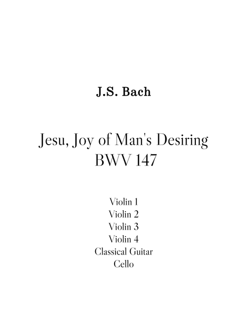 Jesu, Joy of Man's Desiring - BWV 147 (Arr. Stenio Caixeta) - J.S. Bach (Small Ensemble)
