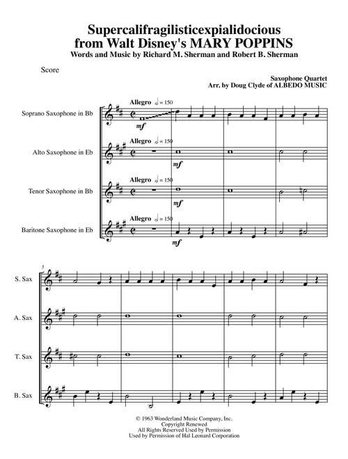 Supercalifragilisticexpialidocious from Walt Disney's MARY POPPINS (Arr. Doug Clyde) - Richard M. Sherman, Robert B. Sherman (Woodwind Ensemble)