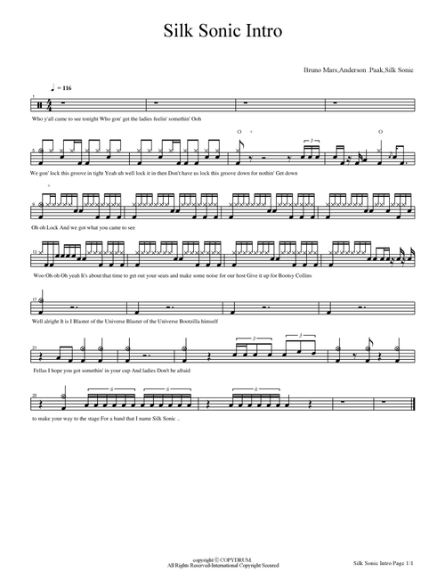 Silk Sonic Intro (Arr. COPYDRUM) (Drums)
