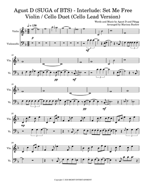 Interlude:set Me Free (Arr. Marissa Buelow) - Agust D (Instrumental Duet)
