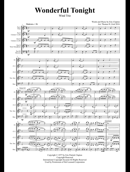 Wonderful Tonight (Arr. Thomas Graf) - Eric Clapton (Woodwind Ensemble)