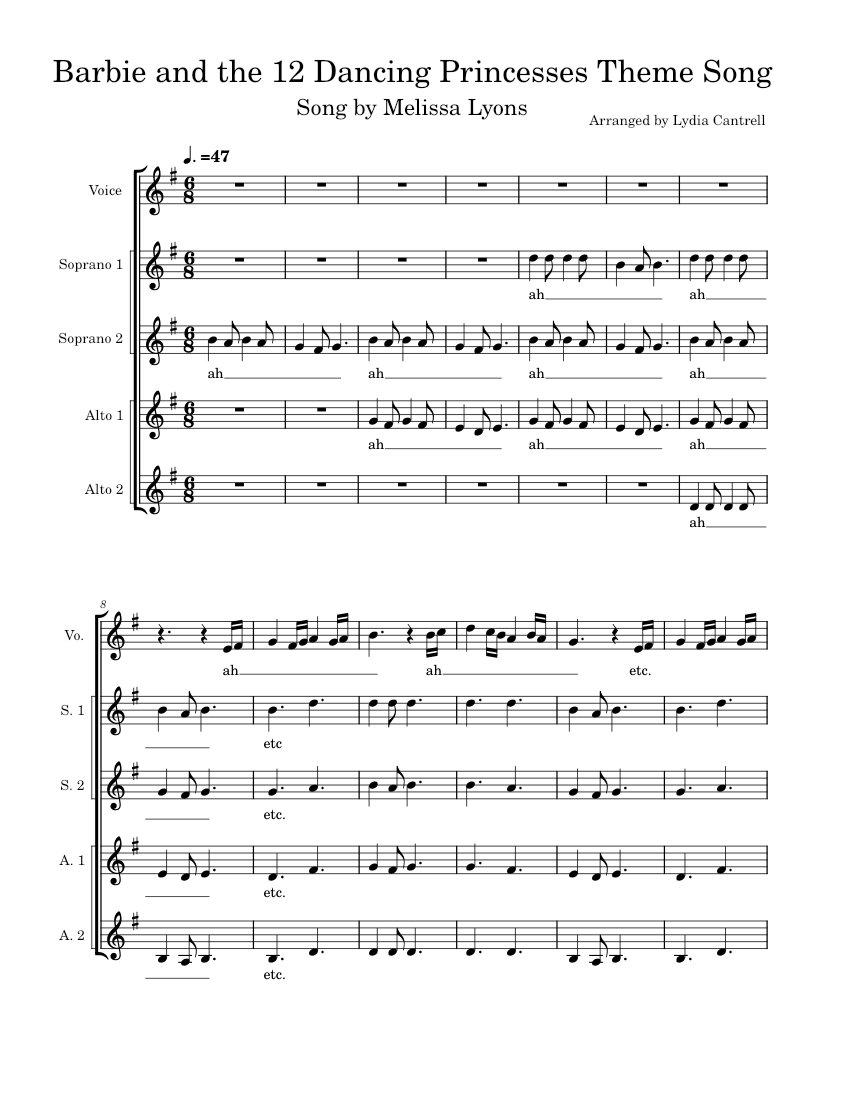 12 Dancing Princesses Theme Song Melissa Lyon Sheet music for Soprano
