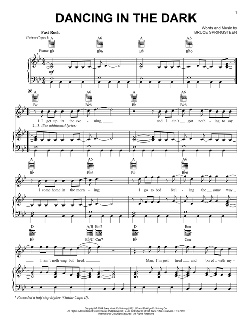 Dancing In The Dark - Bruce Springsteen (Piano-Vocal-Guitar)