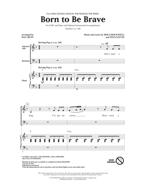 Born To Be Brave (from High School Musical: The Musical: The Series) (arr. Mac Huff) - Cast of High School Musical: The Musical: The Series (Choral, SAB)
