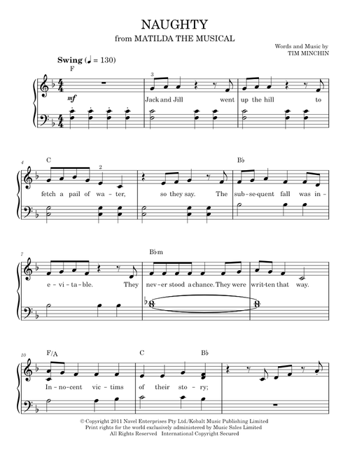 Naughty - Tim Minchin (Easy Piano)