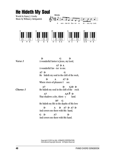 He Hideth My Soul - William J Kirkpatrick (Piano Chords-Lyrics)